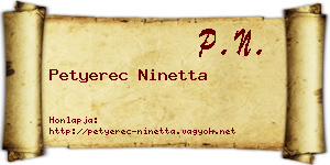 Petyerec Ninetta névjegykártya